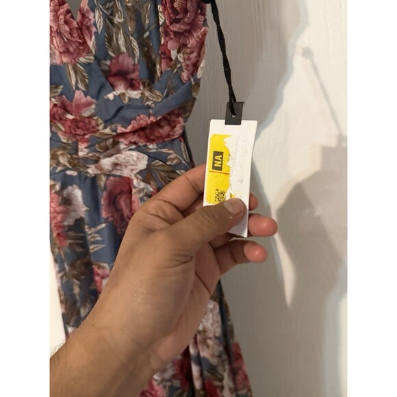 $158 Astr The Label Slate Blue Frolic Floral Cutout Maxi Dress XS A500 - Picture 5 of 9